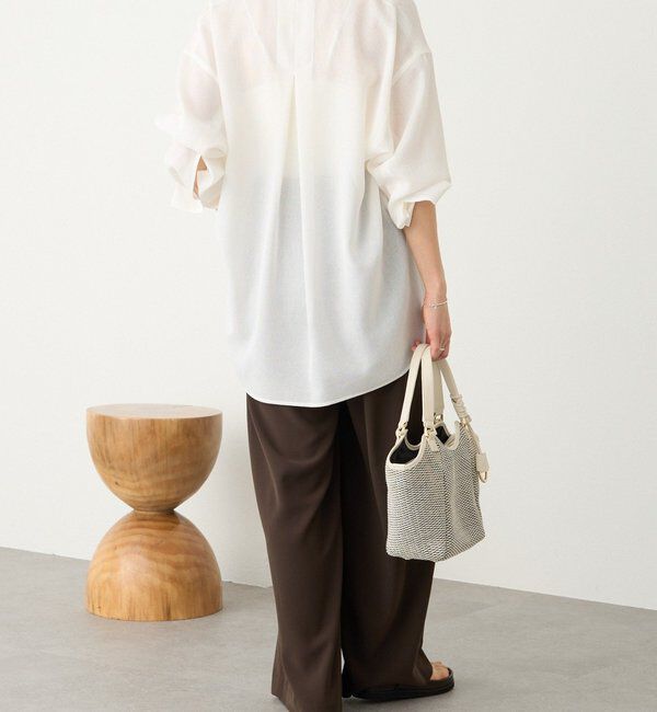  「【ウォッシャブル】【シーズンレスで使える】タックワイドスラックス」|チノ|