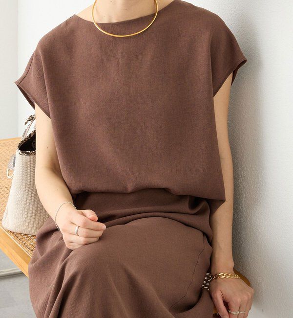  「予約【セットアップ着用可能】メッシュフレンチブラウス」|シャツ・ブラウス|ブラウン