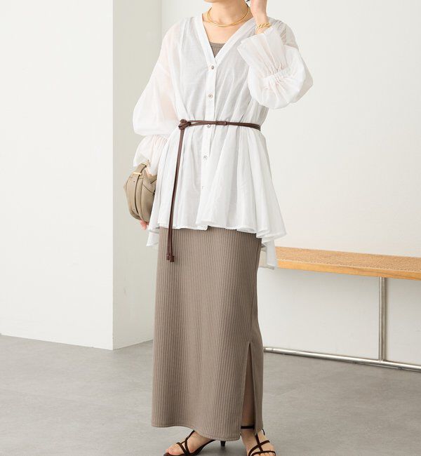  「予約【着映え】コットンペプラムギャザーブラウス」|シャツ・ブラウス|