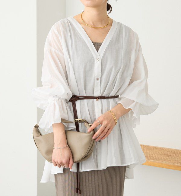  「予約【着映え】コットンペプラムギャザーブラウス」|シャツ・ブラウス|