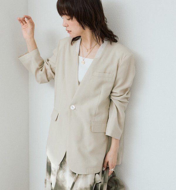  「【a Nice （ア ・ニース）】ノーカラージャケット」|テーラードジャケット|