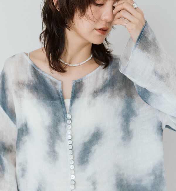  「【a Nice （ア ・ニース）】2WAYリネンブラウス」|シャツ・ブラウス|ネイビー