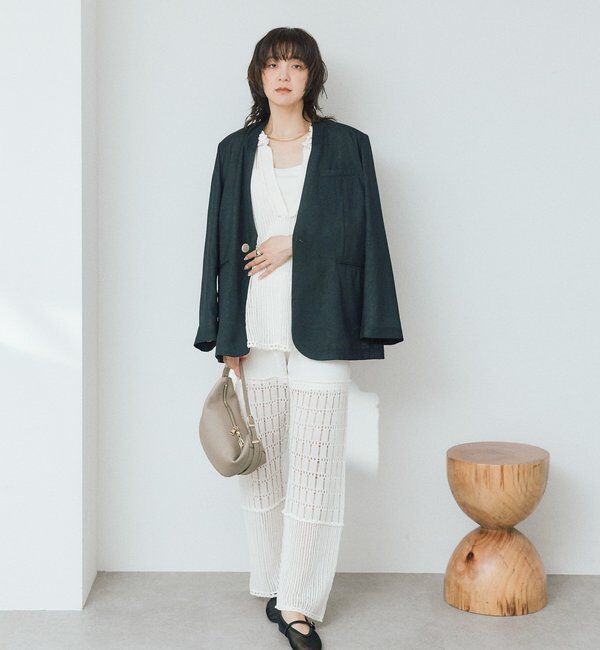  「【a Nice （ア ・ニース）】クロシェトリムニットパンツ」|チノ|