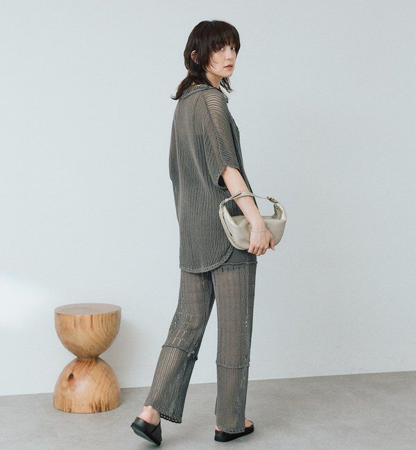  「【a Nice （ア ・ニース）】クロシェトリムニットパンツ」|チノ|