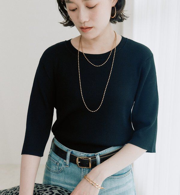  「予約【ストレッチ性抜群】VIS/NYゴブソデリブニット」|ニット・セーター|ブラック