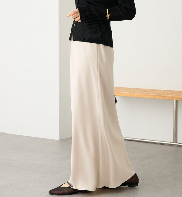  「予約【ストレスフリーな履き心地】バイアスサテンナロースカート」|スカート|