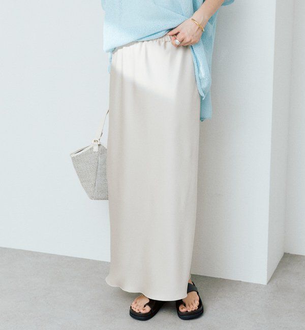  「予約【ストレスフリーな履き心地】バイアスサテンナロースカート」|スカート|