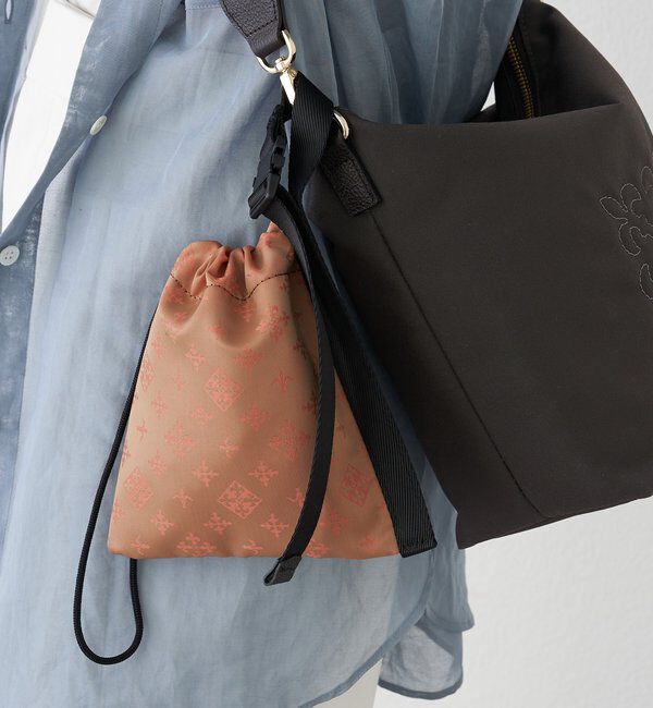  「ナイロンジャガード巾着ポーチ S」|その他|サーモンピンク