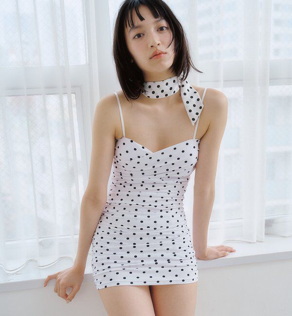  「クロスギャザーミニワンピスイムウェア」|ビキニ|