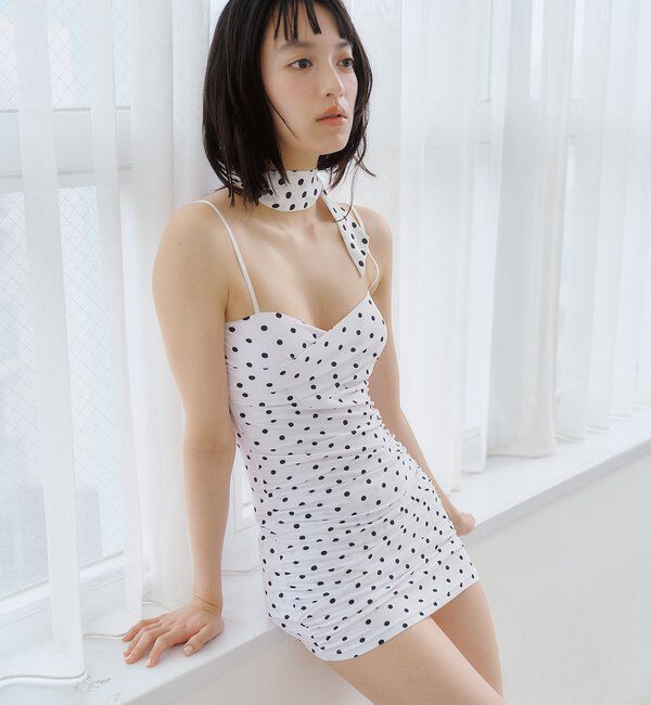  「クロスギャザーミニワンピスイムウェア」|ビキニ|