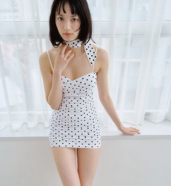  「クロスギャザーミニワンピスイムウェア」|ビキニ|