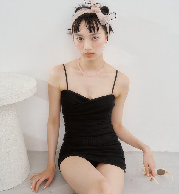  「クロスギャザーミニワンピスイムウェア」|ビキニ|