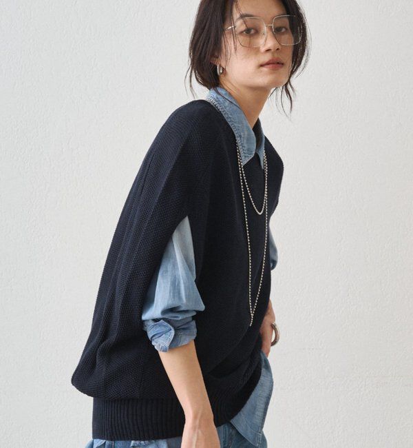  「ギマ鹿子ポンチョニットベスト」|ニット・セーター|