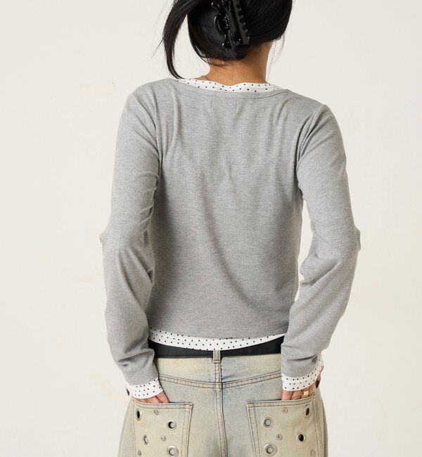  「【WEB限定カラーあり/ドット柄】レイヤードヘンリートップス」|Tシャツ・カットソー|
