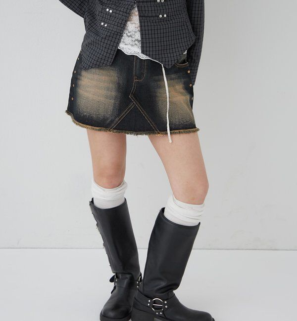  「スタッズデニムミニスカート」|スカート|