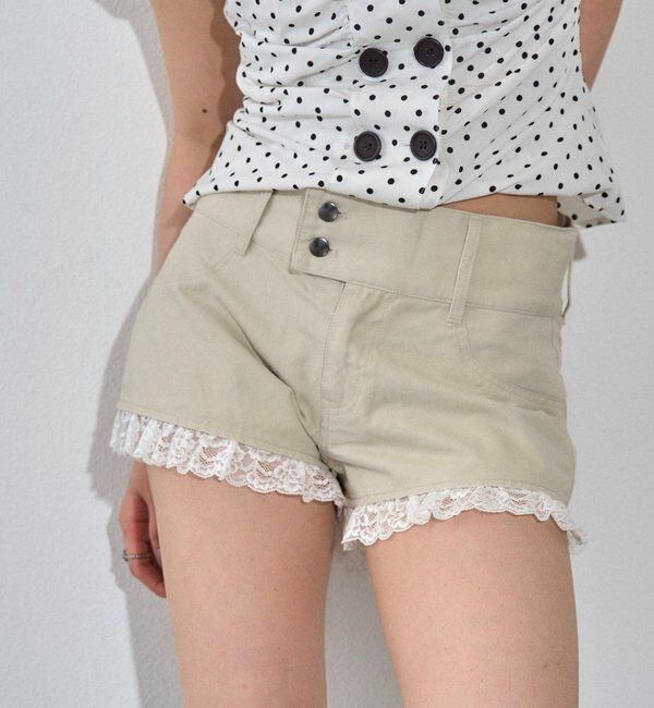  「ツイルレースマイクロショーツ」|チノ|アイボリー