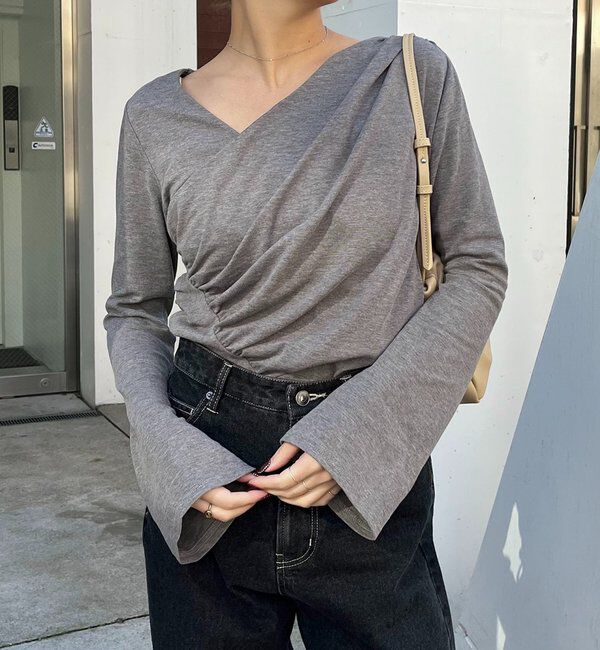  「ドレープアシメネックTシャツ」|Tシャツ・カットソー|