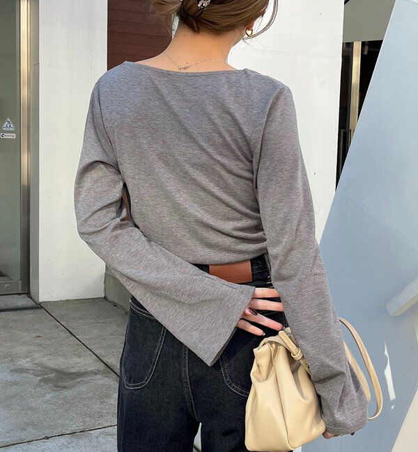  「ドレープアシメネックTシャツ」|Tシャツ・カットソー|