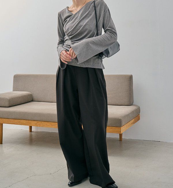  「ドレープアシメネックTシャツ」|Tシャツ・カットソー|