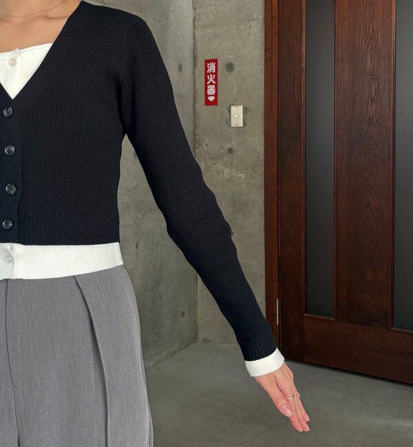  「バイカラーレイヤードカーディガン」|カーディガン|