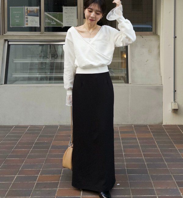  「【前後2WAY】カシュクール袖レーススウェット」|Tシャツ・カットソー|