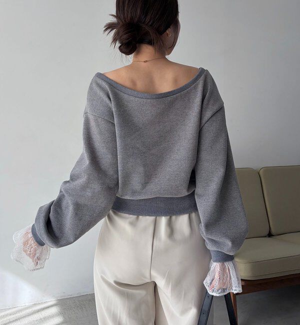  「【前後2WAY】カシュクール袖レーススウェット」|Tシャツ・カットソー|