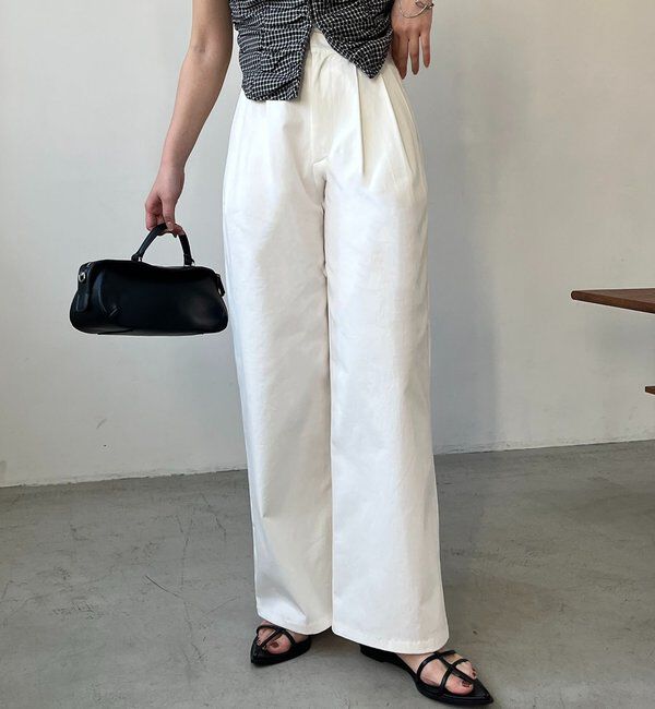  「【腰回りカバー/低身長サイズあり】2タックチノパン」|チノ|ホワイト