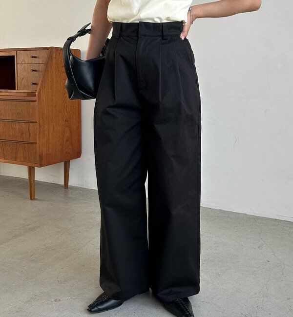  「【腰回りカバー/低身長サイズあり】2タックチノパン」|チノ|