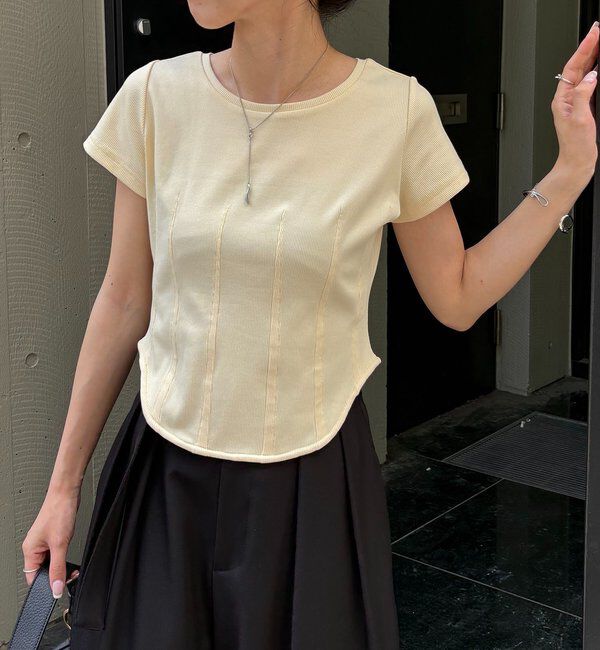  「【新色イエロー・ブラウン】コルセットT」|Tシャツ・カットソー|イエロー