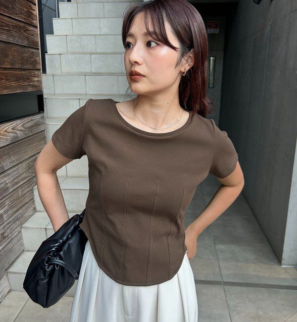  「【新色イエロー・ブラウン】コルセットT」|Tシャツ・カットソー|