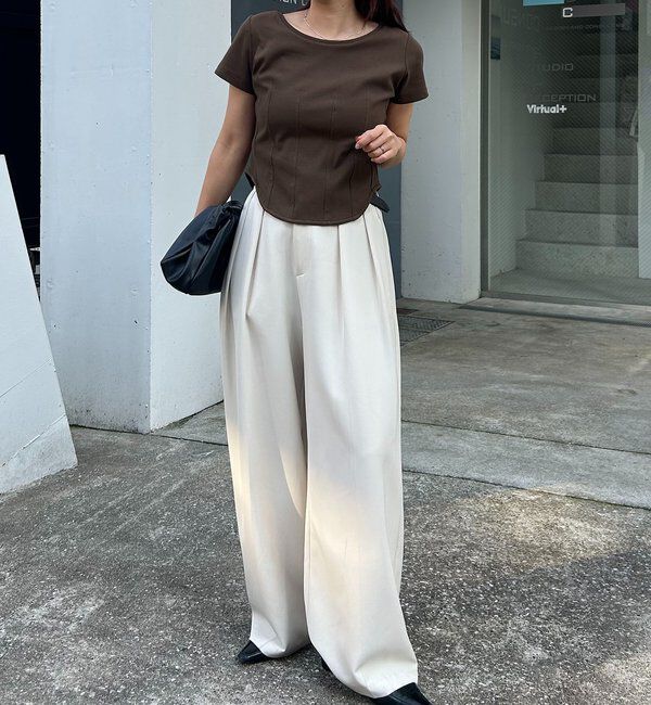  「【新色イエロー・ブラウン】コルセットT」|Tシャツ・カットソー|