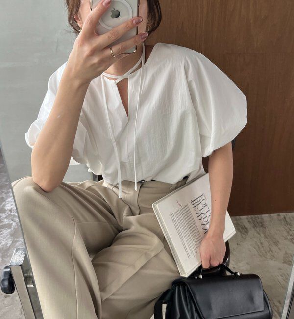  「【新色ピンク】バルーンリボンブラウス」|シャツ・ブラウス|