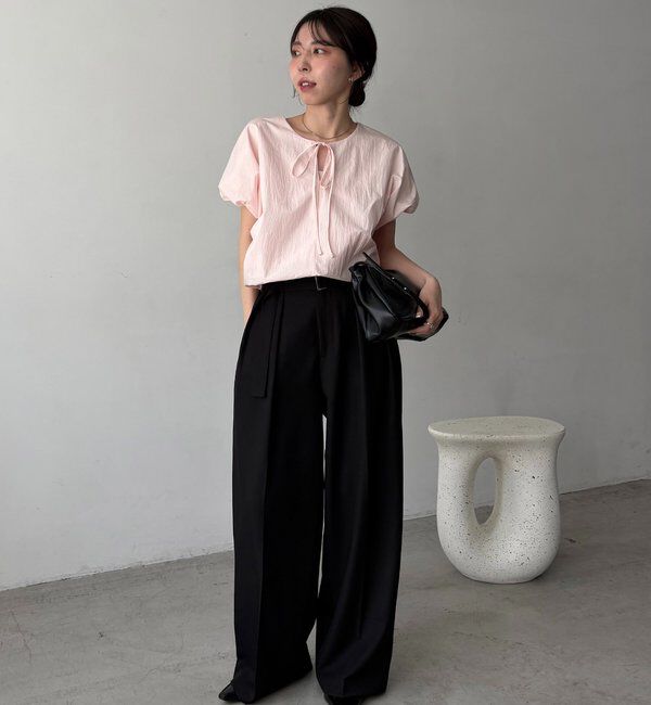  「【新色ピンク】バルーンリボンブラウス」|シャツ・ブラウス|