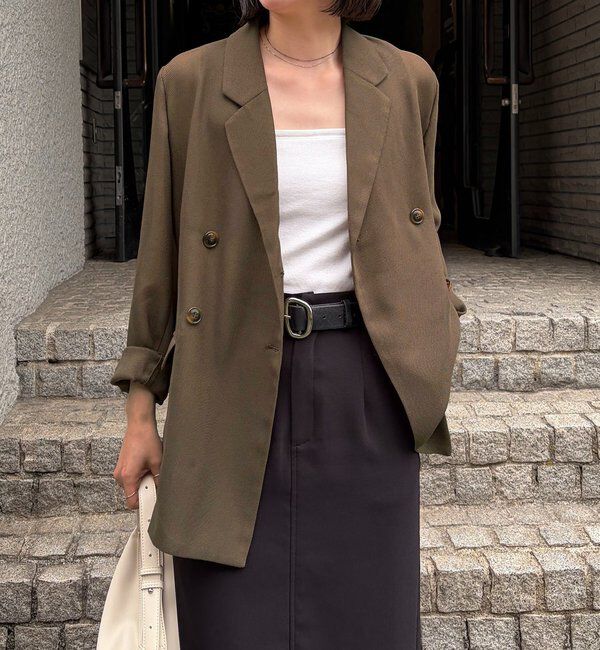  「【夏まで使える】シアーWジャケット」|テーラードジャケット|ブラウン