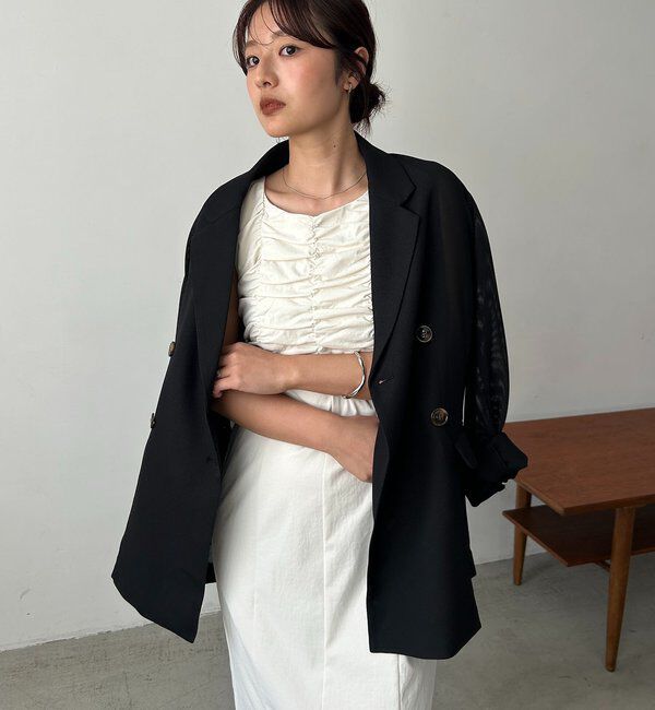  「【夏まで使える】シアーWジャケット」|テーラードジャケット|