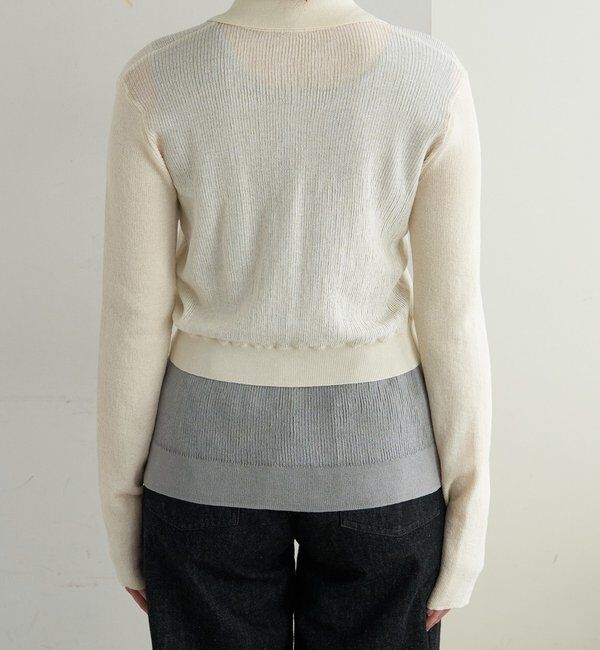  「シアー襟付きニット＆タンクSET」|カーディガン|