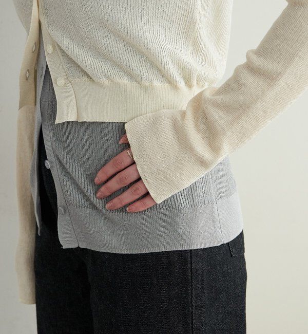  「シアー襟付きニット＆タンクSET」|カーディガン|