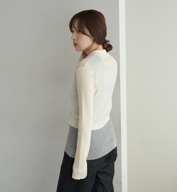  「シアー襟付きニット＆タンクSET」|カーディガン|