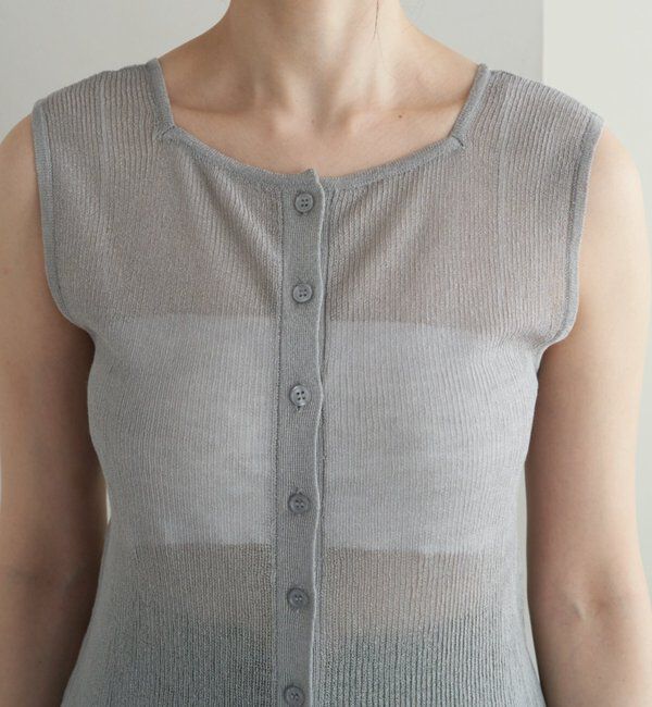  「シアー襟付きニット＆タンクSET」|カーディガン|