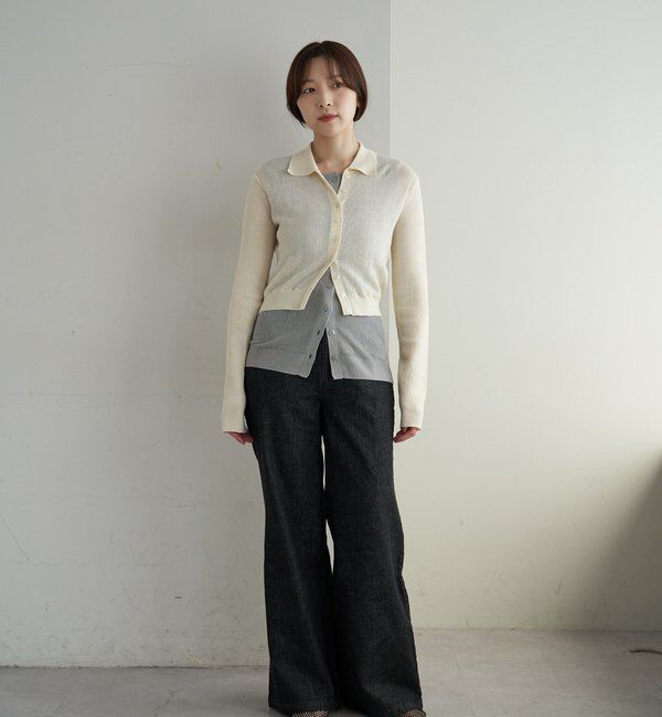  「シアー襟付きニット＆タンクSET」|カーディガン|