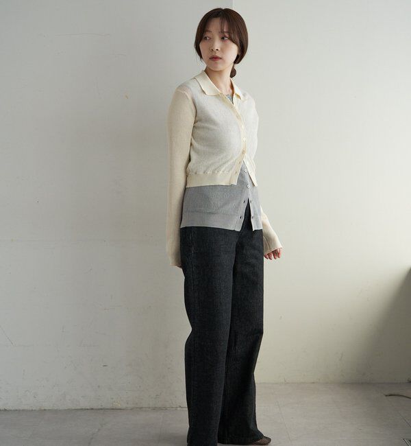  「シアー襟付きニット＆タンクSET」|カーディガン|