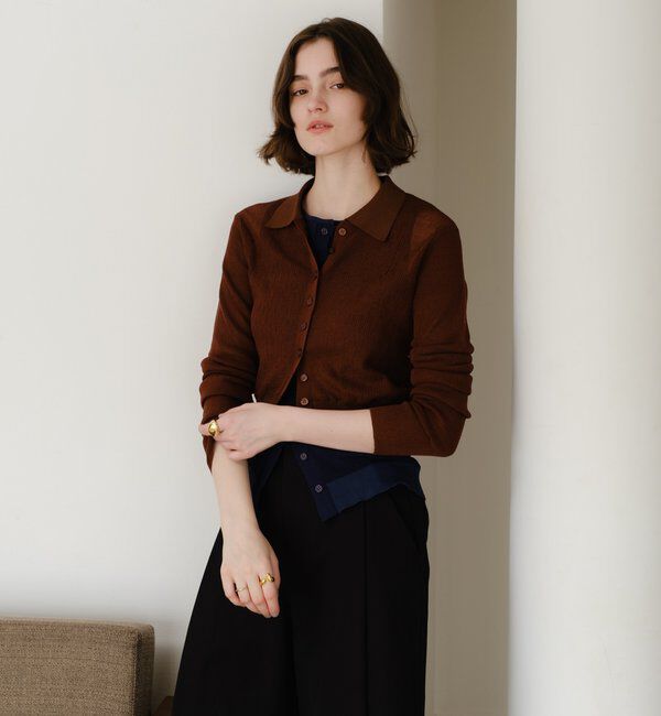  「シアー襟付きニット＆タンクSET」|カーディガン|