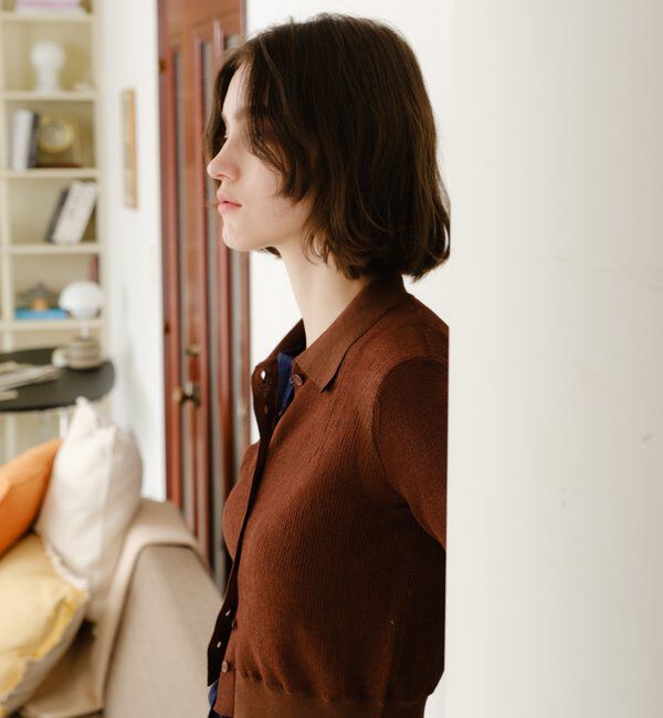  「シアー襟付きニット＆タンクSET」|カーディガン|