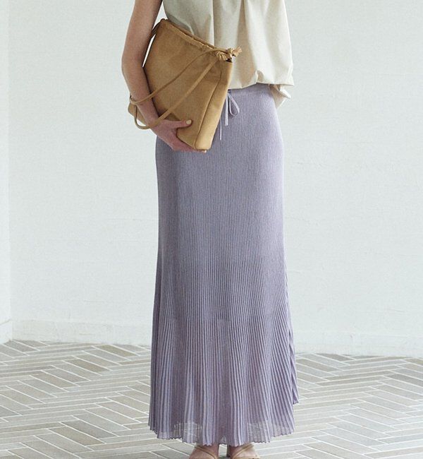  「シアープリーツニットスカート」|スカート|パープル
