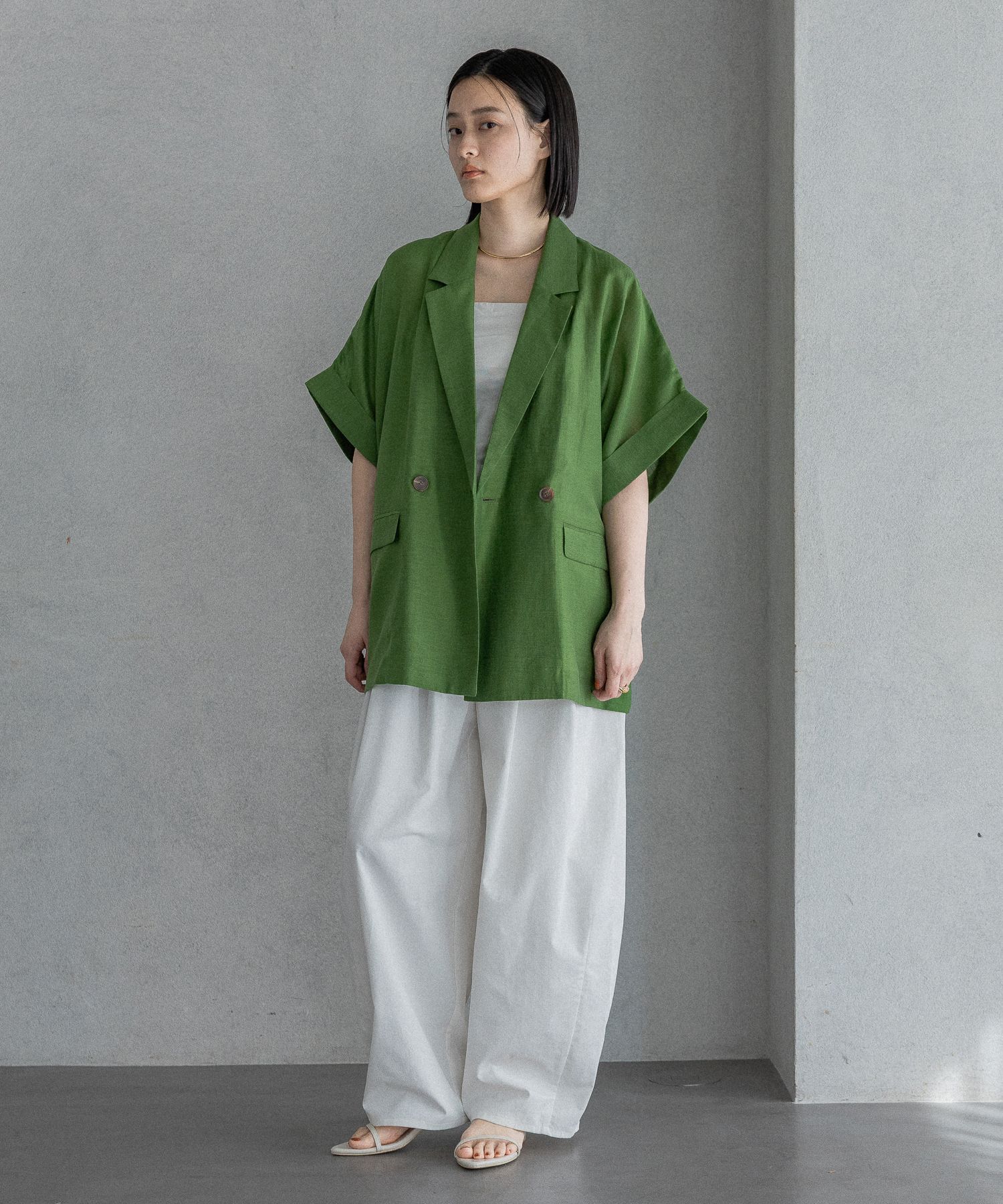 A part by 「アセテートリネン半袖ジャケット」|テーラードジャケット|