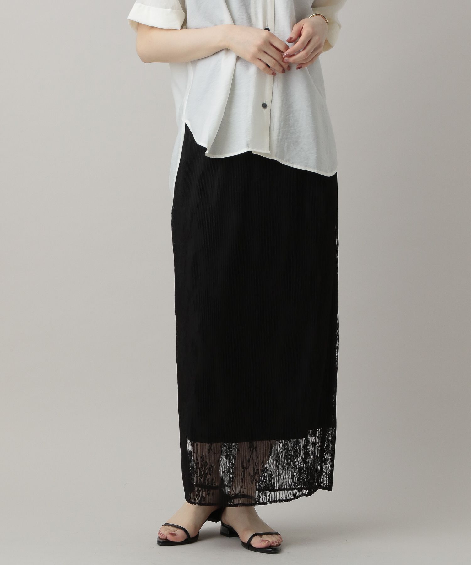 A part by 「レースプリーツイージースカート」|スカート|ブラック２