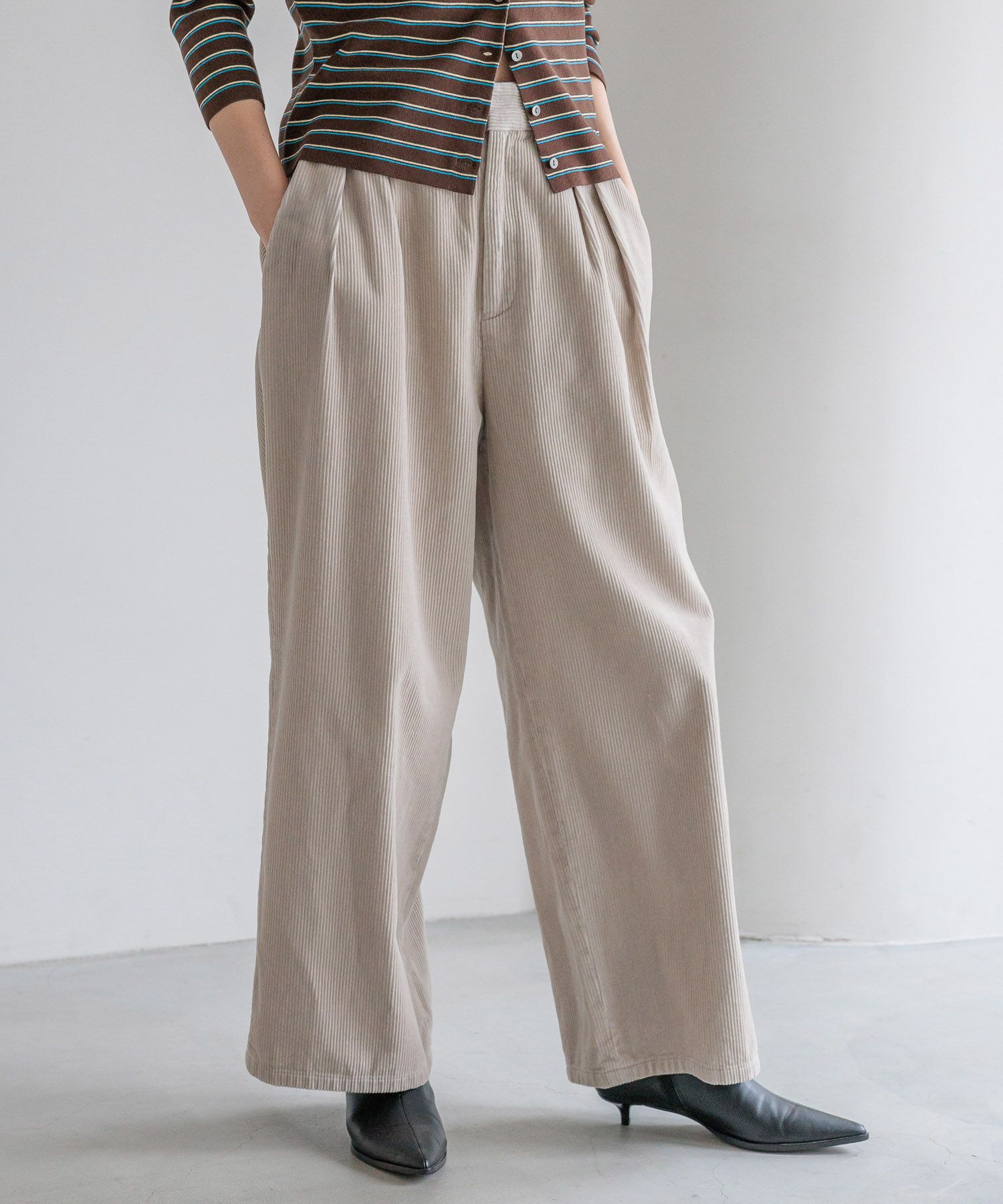 LOWRYS FARM「コーデュロイワイドパンツ」|チノ|