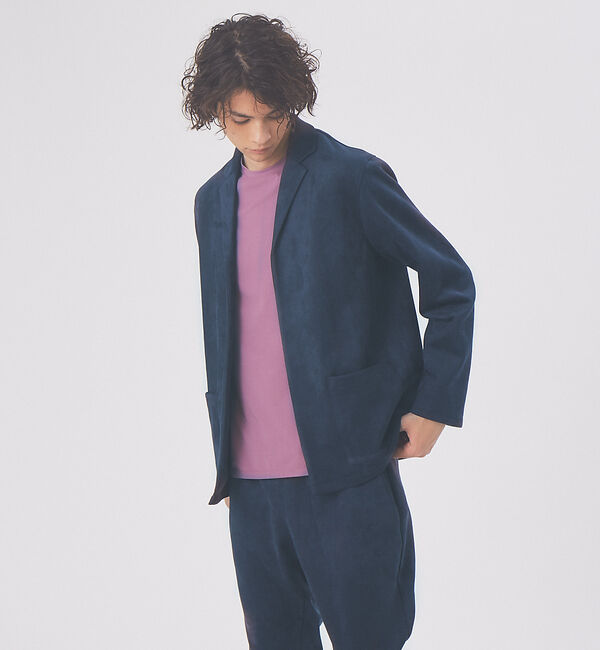 ABAHOUSE「【セットアップ対応】ネオ スエード ボタンレス  カーディガン ジャケット」|その他|ダークネイビー