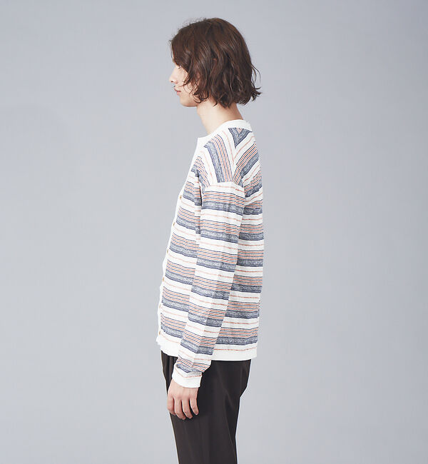 ABAHOUSE「リネン ジャージー マルチボーダー カーディガン」|カーディガン|