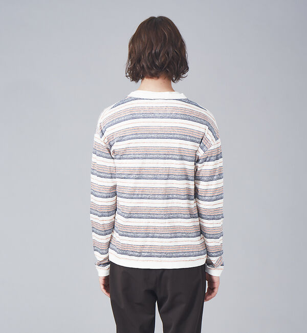 ABAHOUSE「リネン ジャージー マルチボーダー カーディガン」|カーディガン|